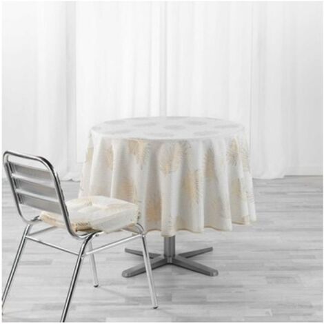 Nappe ronde (0) 180 cm polyester imprimeé metallisé Sunny gold (1/3)