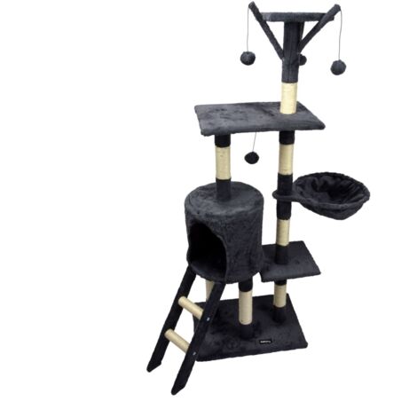 Arbre à chat avec 4 plateformes et 4 jouets - Gris - L 50 x L 35 x H 138 cm - Livraison gratuite (1/5)