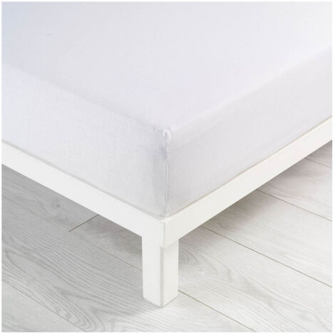 Drap housse - 90 x 190 cm - Grand bonnet - Jersey - Uni - Blanc (1/3)