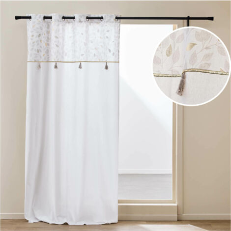 RIDEAU A OEILLETS 140 x 240 CM COTON/POLYESTER+TOP MET+POMPON DUCHESSE (1/3)