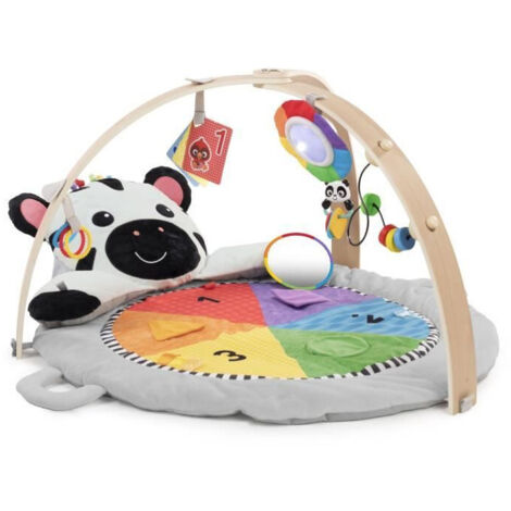 BABY EINSTEIN Zen's Activity Milestones tapis d'éveil avec barre en bois, jouets multisensoriels, des la naissance (1/5)