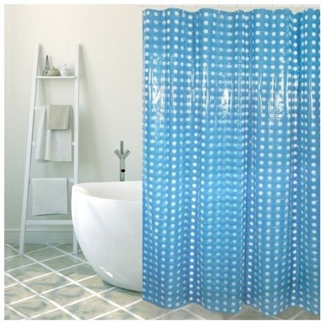 Rideau de douche PVC 180x200cm Bleu Marine - Anneaux inclus MSV (1/5)