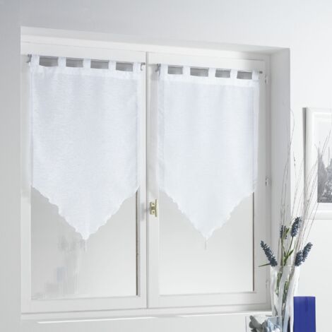 Paire pompon passants 2 x 45 x 120 cm voile sable lissea Blanc (1/4)