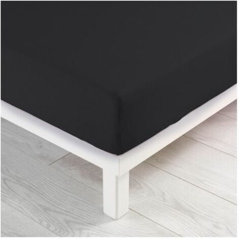 Drap housse uni - 140 x 190 cm - Jersy - Noir - Livraison gratuite (1/3)