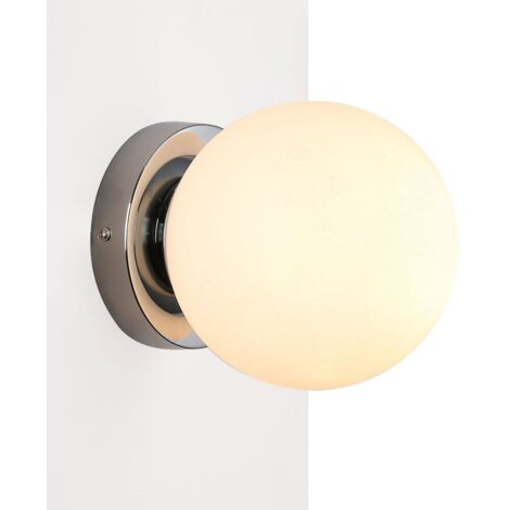 Ledvance – Applique murale salle de bain en verre opale – E27 – IP44 – Aluminium chromé – Ø 150 mm – 40W max – Éclairage uniforme (1/5)