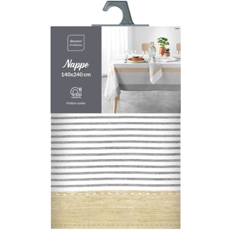 Nappe rectangulaire - 140x240 cm - Tissé teint - Blanc (1/4)