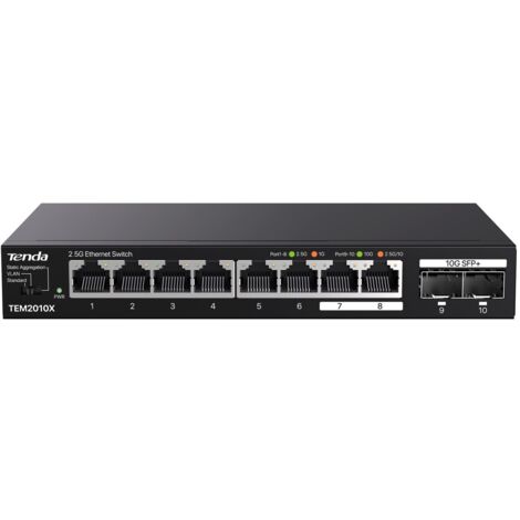 Commutateur réseau Tenda TEM2010X 2,5 G Ethernet (100/1 000/2 500) Bureau Noir (1/4)