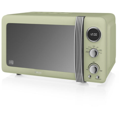 Micro-ondes à poser 20L SM22030GNEU – Puissance 800W, 5 niveaux, fonction décongélation, minuterie numérique 60 min – Design rétro – Swan (1/5)