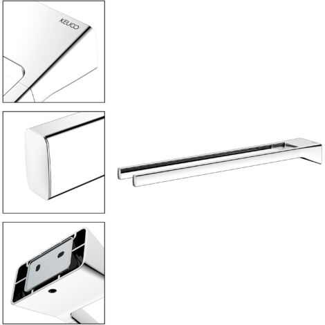 Porte-serviettes KEUCO Rose à coller ou à percer, made in Germany, en métal, chrome poli, largeur 45 cm, kit de collage inclus, pour salle de bains ou WC, fixation murale (1/5)