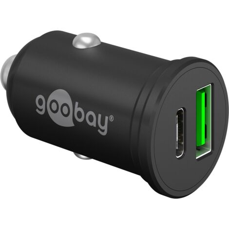 Chargeur de voiture double Goobay PD 45 W, 3 A, 1 port USB-A, 1 port USB-C - Noir (1/4)
