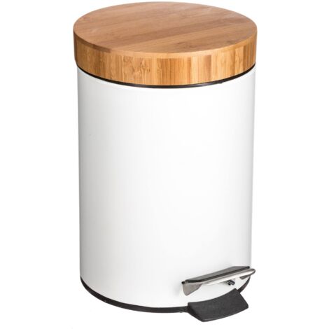 Poubelle en métal Well Home 3L 'Natureo' design bambou Idéale pour salle de bain ou bureau (1/5)