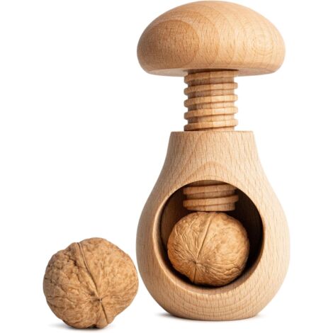 Casse-Noix en Bois en Forme de Champignon - Naturel