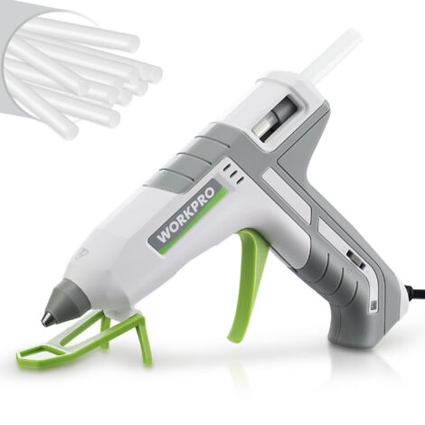 Workpro – Pistolet à colle chaude 60 W/100 W – Temps de chauffe 90s – 10 bâtons 11x200 mm – Buse étanche pour écoulement uniforme (1/5)