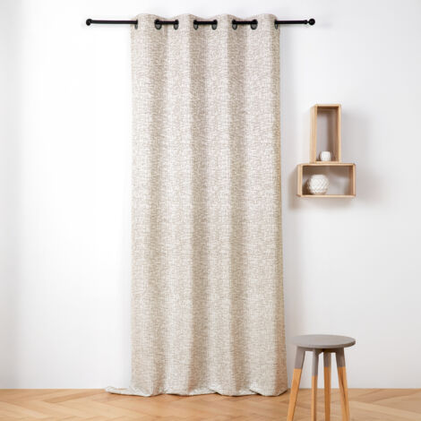 Rideau jacquard à oeillets - Effet tweed Lin 140x240 cm (1/2)
