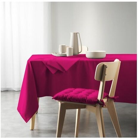 Nappe rectangle uni en coton recyclé "Mistral" - Fuschia - 140 x 240 cm - Livraison gratuite (1/3)