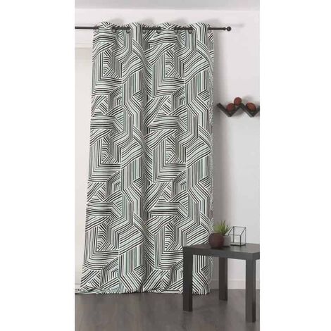 Rideau déco motif rayures vert - 135x250cm - Vert (1/2)