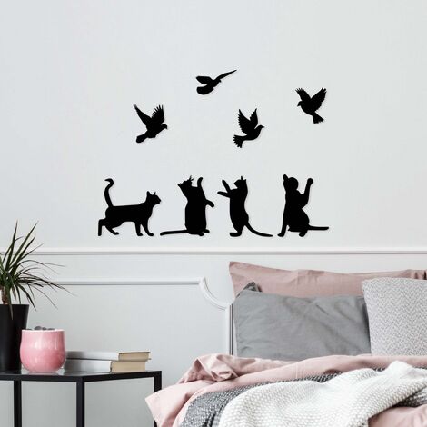 Décoration murale en métal Animal Chats et oiseaux (1/5)