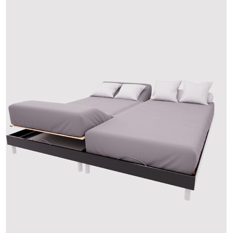 Drap housse TPR en coton 57 fils 2x80x200 cm UNI gris, par Soleil d'Ocre