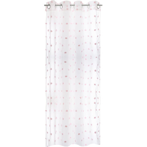 WELLHOME - Rideau enfant pompons blancs et roses (1/5)
