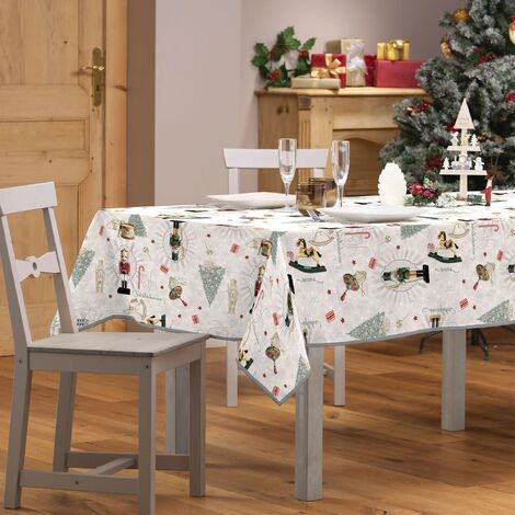 Nappe antitache rectangulaire 150x240 cm - Soldat casse-noisette Noël - Gris (1/5)