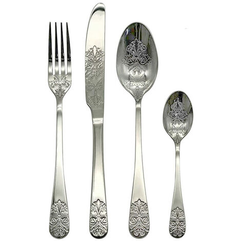 Ménagère 24 pièces en acier inoxydable – Motifs orientaux élégants – Pour dîners et réceptions – Collection Cérémonial – Amefa