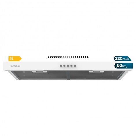 Cecotec – Hotte casquette 60 cm – Puissance d'aspiration 220 m³/h – Moteur 70W Classe B – Commande mécanique – 3 niveaux de puissance et lumière - 220m3 (1/5)