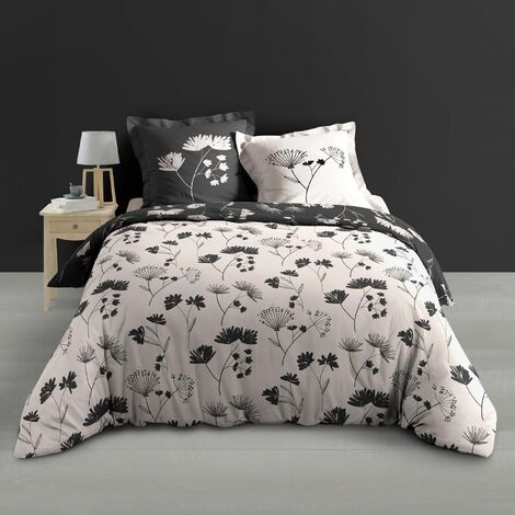 Housse de couette 260 x 240 cm percale de coton 78 fils + 2 taies Iris (1/5)