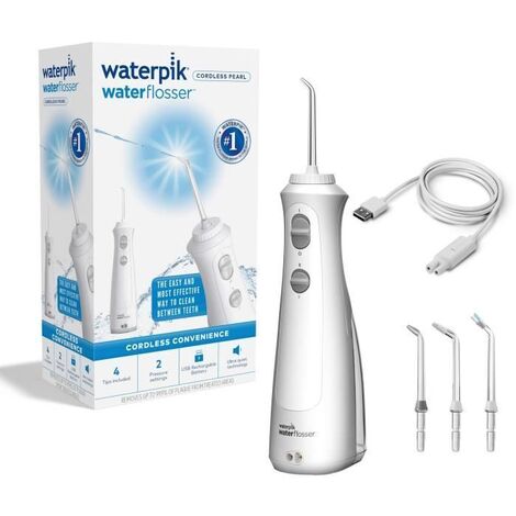 Jet Dentaire - WATERPIK - WF-13 Pearl - Blanc - Sans fil - Rechargeable - 2 Niveaux de pression - 4 Embouts (1/5)