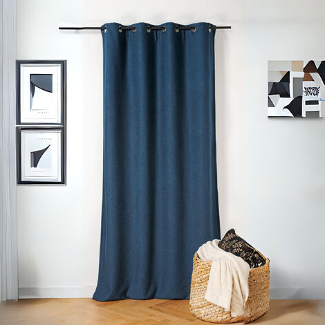 Rideau thermique au style bouclette Bleu 140x260 cm (1/3)