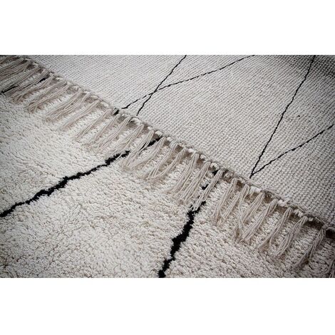 Tapis coton berbère avec franges ethnique Copenhague Beige 60x120 (1/5)