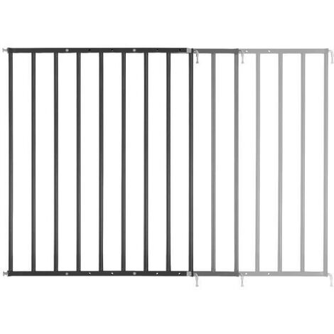 Barrière de sécurité enfant Badabulle Safe&Protect XL - Extensible (60 à 106,5 cm) - Ouvertures extra larges - Fixation par vis, Noir (1/5)