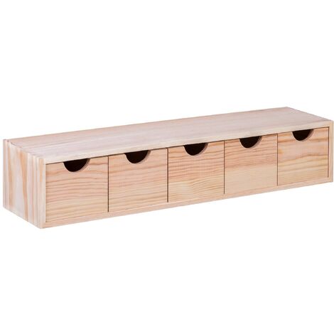 WELLHOME Minibloc 5 tiroirs 57x14x11,3 cm en bois de pin (1/3)