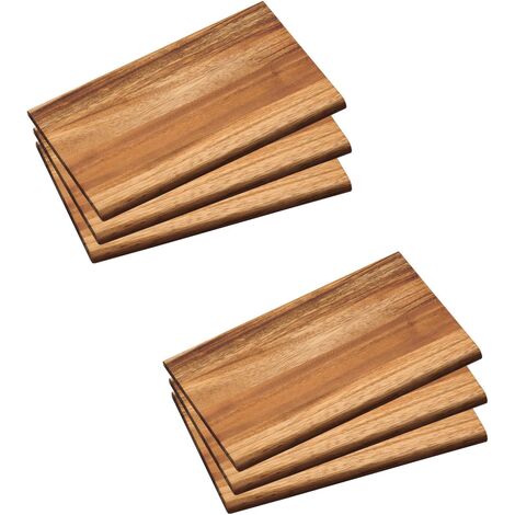 Ensemble de 6 planches à découper ou petit déjeuner en bois d'acacia - 23 x 15 cm - Livraison gratuite (1/3)