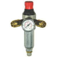 Mecafer – Filtre régulateur 0-12 bars avec manomètre double graduation bar/PSI – 2 sorties rapides 3/8'M – Filtration efficace pour compresseur