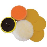 Silverline – Ensemble de 6 accessoires de ponçage-polissage 125 mm – Bonnet en laine et éponge – Pour bois, métal, peinture et plastique – Vitesse max 3250 tr/min