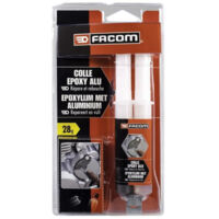 Facom – Colle epoxy bi-composant 28g – Chargée en particules aluminium – Réparation métal, plastique, béton, bois – Résistante aux vibrations et à la température