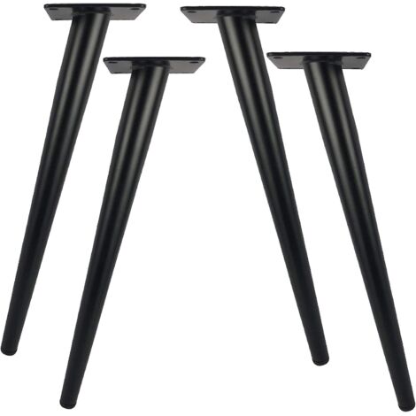 Memkey – Lot de 4 pieds de table en métal noir 30 cm – Capacité 800 kg – Design conique moderne – Vis de montage inclus
