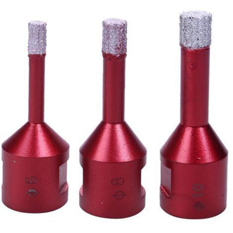 Memkey – Set de 3 trépans diamant M14 – Diamètres 6/8/10mm – Longueur 60mm – Pour perçage à sec en carrelage, marbre, granit