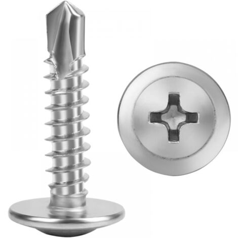 200 Pièces Vis Autoforeuse Metal M4 x 10 mm - Vis Autoperforante à Tête Bombée Modifiée en Inox 304 avec Entraînement Phillips & Pointe de Perçage - Rapides pour Bois, Tôle & Plastique