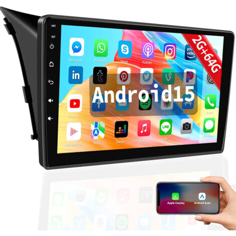 Autoradio Android 15, navigation GPS, Wi-Fi, Carplay, pour Hyundai I30 (2012-2016) - 2+64G