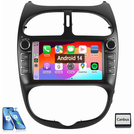 Autoradio Android 14 pour Peugeot 206 206 cc (2002-2008) Carplay GPS RDS 2+32G