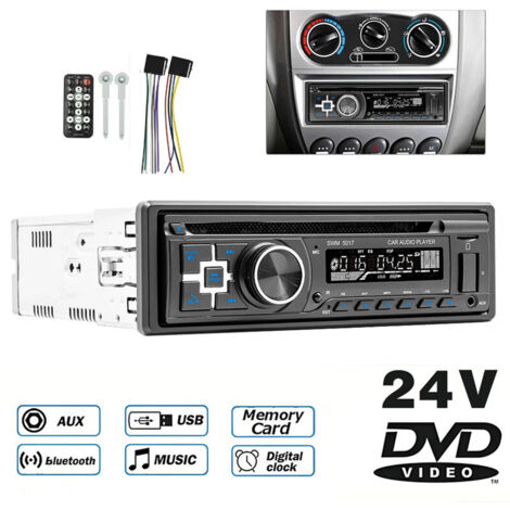 Autoradio 1 DIN avec lecteur CD/DVD, Bluetooth, mains libres, SD/USB/AUX/FM (1/5)