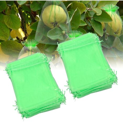 100 Sacs Filets de Protection pour Fruits – Réutilisables, Barrière en Maille Verte pour Plantes, Fleurs et Arbres Fruitiers, 7 x 9 cm,de DEBUNS