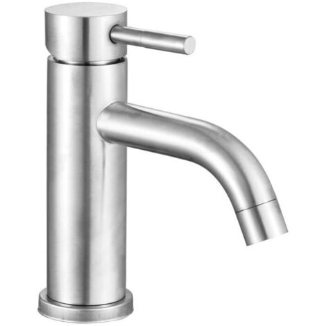 Robinet Salle Bain, bec 45°, Mitigeur Lavabo, Chaud Froid Réglable, Robinet Lavabo en Acier Inoxydable avec Tuyau D'entrée Chaud Froid 3/8,de DEBUNS