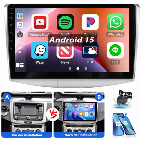 Autoradio 10,1" pour VW Passat B7 2010-2015 Apple CarPlay Android 15 GPS BT WiFi 1+32G CAM (1/5)