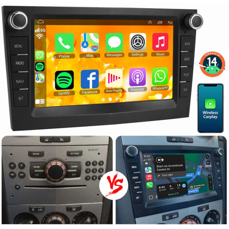 1+32G pour Opel Corsa C/D Zafira B Astra G H Vivara Combo Signum Vivaro Android 14 Autoradio Carplay noir