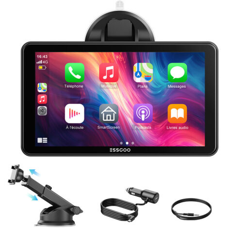 Caméra de recul 7 pouces CarPlay Android Auto 4K AHD sans fil AUX avec moniteur portable (1/5)