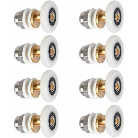Roulettes pour portes de douche : Ensemble de 8 roulettes de rechange de 25 mm pour portes de douche coulissantes.