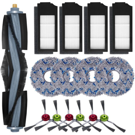 Accessoires pour Ecovacs Deebot X1 Omni / X1 e Omni / X1 Turbo Aspirateur, 1 Brosse principale, 6 Brosses Latérales, 4 Serpillière, 4 Filtres-RAPANDA