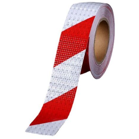 Promotion Ruban de Signalisation Rouge et Blanc Bande Reflechissante Autocollante Avertissement De La Circulation Nuit De Autocollant Reflechissant Voiture Marquage Sol,5cm x 25m--TRIMEC